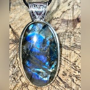 Oval Labradorite Crystal  Pendant 2”